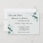 Pastel Sage Green Eucalyptus Wedding Save The Date (Vorderseite)