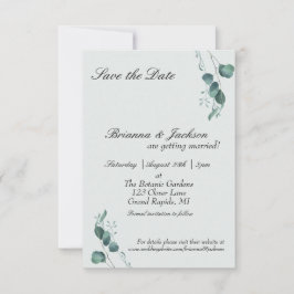 Pastel Sage Green Eucalyptus Wedding Save The Date