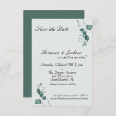 Pastel Sage Green Eucalyptus Wedding Save The Date (Vorne/Hinten)