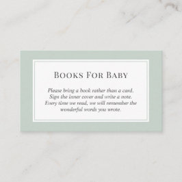Pastel Sage Green Fall Babydusche Bücher für Baby Begleitkarte
