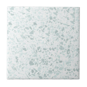 Pastel Sage und Blue Terrazzo Print Fliese