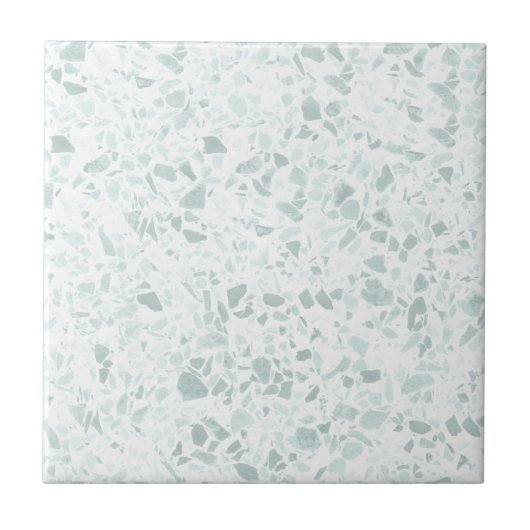 Pastel Sage und Blue Terrazzo Print Fliese (Vorderseite)
