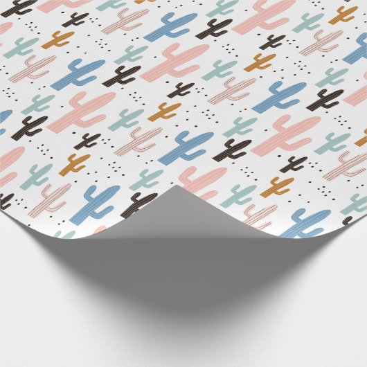 Pastel Saguaro Cactus Pattern Geschenkpapier (Ecke)