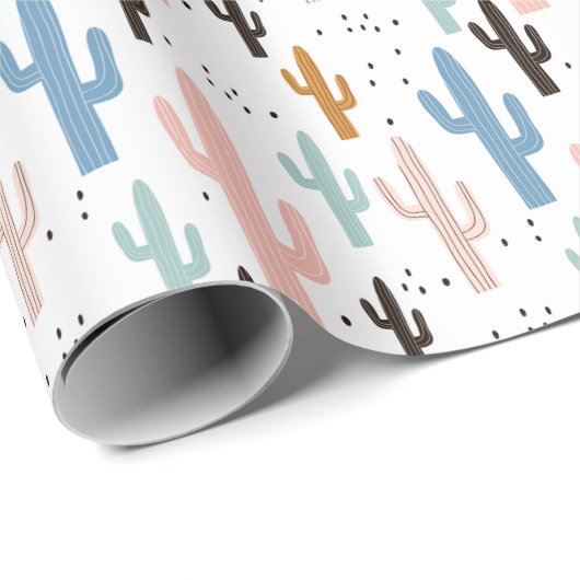 Pastel Saguaro Cactus Pattern Geschenkpapier (Rolleneckpunkt)