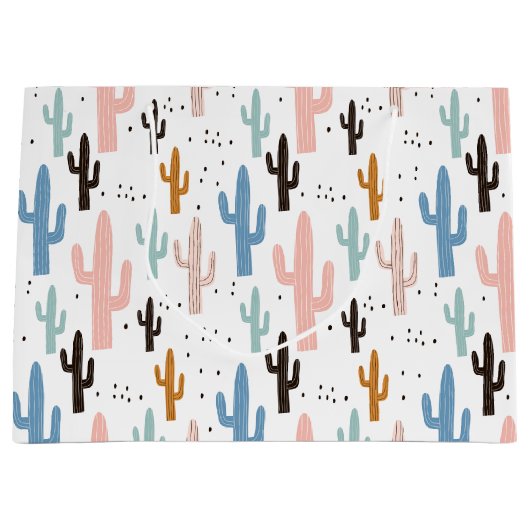 Pastel Saguaro Cactus Pattern Große Geschenktüte (Vorderseite)