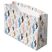 Pastel Saguaro Cactus Pattern Große Geschenktüte (Rückseite Schrägansicht)