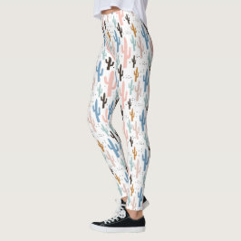 Pastel Saguaro Cactus Pattern Leggings
