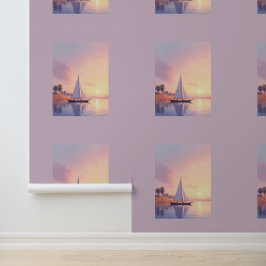 Pastel Sailboat bei Sonnenuntergang Tapete