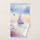 Pastel Sailboat Coastal Dreamscape Badhandtuch Set (Handtuch)