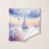 Pastel Sailboat Coastal Dreamscape Badhandtuch Set (Waschlappen)