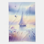 Pastel Sailboat Coastal Dreamscape Geschirrtuch (Vertikal)