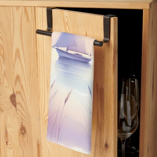 Pastel Sailboat Coastal Dreamscape Geschirrtuch (Drittel gefaltet)
