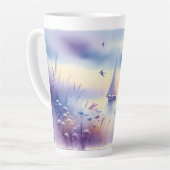 Pastel Sailboat Coastal Dreamscape Milchtasse (Linke Ecke)