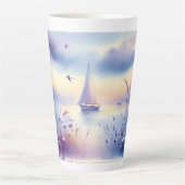 Pastel Sailboat Coastal Dreamscape Milchtasse (Vorderseite)