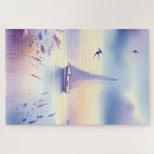 Pastel Sailboat Coastal Dreamscape Puzzle (Horizontal)