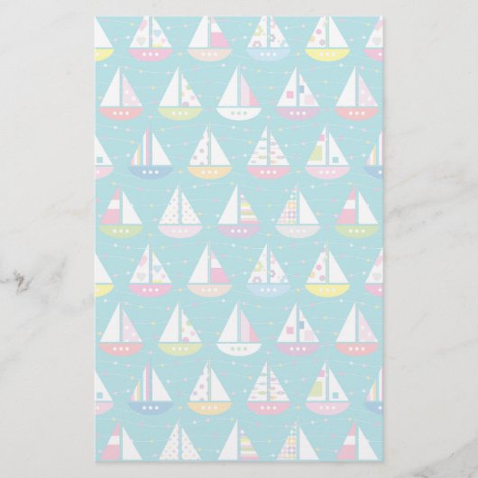 Pastel-Sailboat-Muster Briefpapier (Vorderseite)
