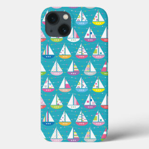 Pastel-Sailboat-Muster iPhone 13 Hülle