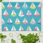 Pastel-Sailboat-Muster Handtuch (Gefaltet)