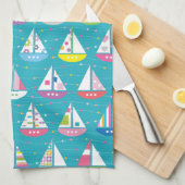 Pastel-Sailboat-Muster Handtuch (Viertel Falte)