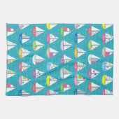 Pastel-Sailboat-Muster Handtuch (Horizontal)
