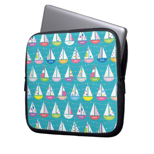 Pastel-Sailboat-Muster Laptopschutzhülle (Vorderseite Links)