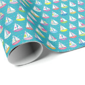 Pastel Sailboat Pattern Geschenkpapier (Rolleneckpunkt)