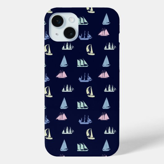 Pastel Sailboat Pattern in Midnight Blue Case-Mate iPhone Hülle (Rückseite)