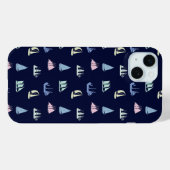Pastel Sailboat Pattern in Midnight Blue Case-Mate iPhone Hülle (Rückseite (Horizontal))