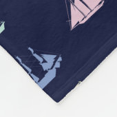 Pastel Sailboat Pattern in Midnight Blue Fleecedecke (Ecke)
