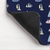 Pastel Sailboat Pattern in Midnight Blue Mousepad (Ecke)