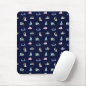 Pastel Sailboat Pattern in Midnight Blue Mousepad (Mit Mouse)