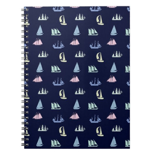Pastel Sailboat Pattern in Midnight Blue Notizblock (Vorderseite)