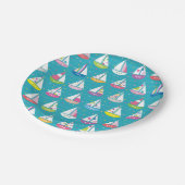 Pastel Sailboat Pattern Pappteller (Schrägansicht)