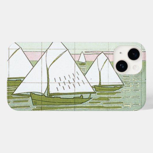 Pastel Sailboats Imitate Tile iPhone Case (Rückseite (Horizontal))