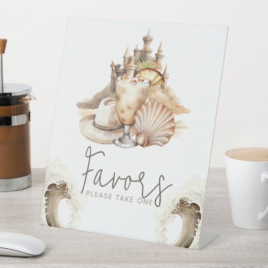 Pastel Sand Birthday Beach Tafel Sockelschild (In Situ)