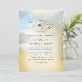 *~* Pastel Sand Dune Beach Grass Wedding Einladung (Stehend Vorderseite)