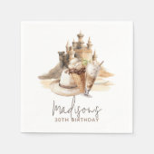 Pastel Sand Elegant Beach Party Personalisiert Serviette (Vorderseite)