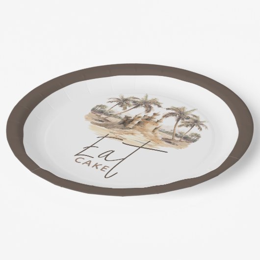 Pastel Sand Elegantes Party Pappteller (Schrägansicht)