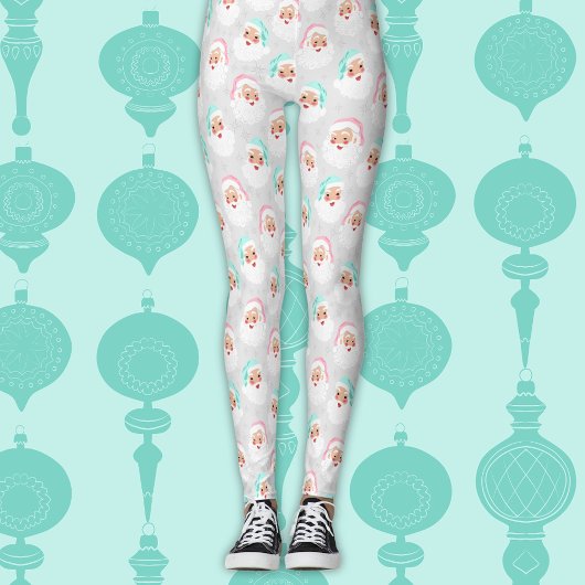 Pastel Santa Claus Faces Vintage Weihnachten Leggings