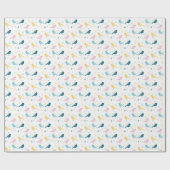 Pastel Scandi Birds Pattern Custom Name Nursery Geschenkpapier (Flach)