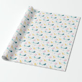 Pastel Scandi Birds Pattern Custom Name Nursery Geschenkpapier (Ungerollt)