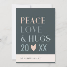 Pastel Scandi Blush Gray Peace Liebe & Hugs 2023 Feiertagskarte