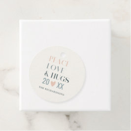 Pastel Scandi Blush Gray Peace Liebe & Hugs 2023 Geschenkanhänger