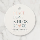 Pastel Scandi Blush Gray Peace Liebe & Hugs 2023 Geschenkanhänger (Vorderseite)