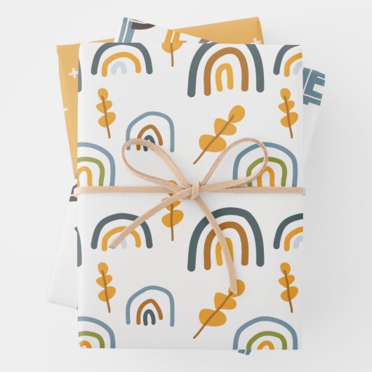 Pastel Scandi Rainbow Tree Text Weihnachten Geschenkpapier Set (Beispiel)
