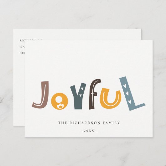 Pastel Scandi Yellow Grau Text Freude Weihnachten (Vorne/Hinten)