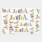 Pastel Scandi Yellow Grau Text Freude Weihnachten Geschenkpapier Set (Vorderseite 2)