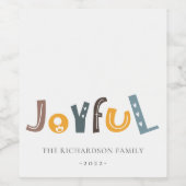 Pastel Scandi Yellow Grau Text Freude Weihnachten Weinetikett (Einzelnes Label)