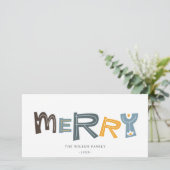 Pastel Scandi Yellow Gray Text Frohe Weihnachten (Stehend Vorderseite)