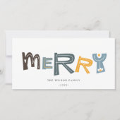 Pastel Scandi Yellow Gray Text Frohe Weihnachten (Vorderseite)